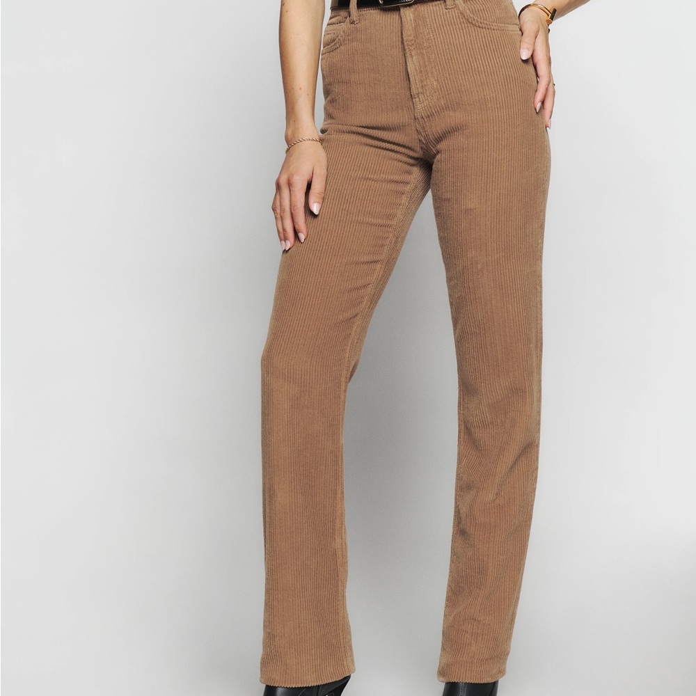 Reformation Cynthia High Rise Corduroy Pants in Mud - size 24